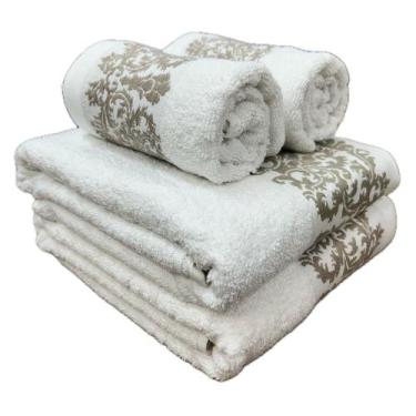 Imagem de Jogo/Kit 2 Toalhas Banhão Corttex Gigante Barra Jacquard + 2 Toalhas d