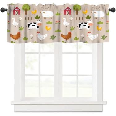 Imagem de Cortina com desenho animado de animais de fazenda para crianças, crianças, fazenda, trator, caminhão, desenho animado, vaca, porco, cavalo, animal, cortinas de tratamento de janela para meninos, sala