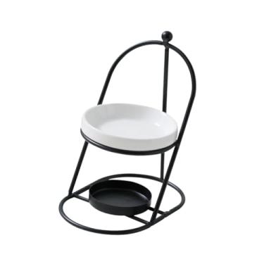 Imagem de WeiLaiKeQi Queimador de óleos essenciais, porta-velas Tealight, aquecedor de aroma, tigela de cerâmica removível para Dia dos Namorados, decoração de casa, casa, Preto