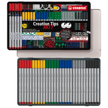 Imagem de STABILO Conjunto de canetas multipontas criativas – Conjunto de 30 peças ARTY de metal – 6 cores clássicas – Desenho técnico, ilustração
