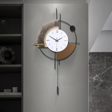 Imagem de QWANPET Relógio de parede com pêndulo, quartzo de qualidade silenciosa, operado por bateria, relógio de parede grande para sala de estar, cozinha, casa, banheiro, quarto, decoração de parede, 45 x 79
