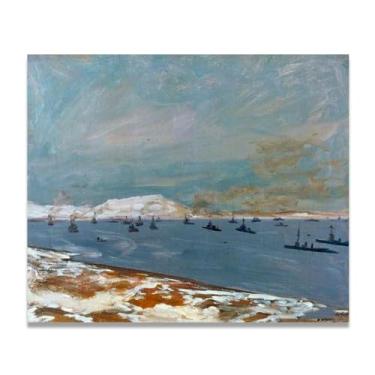 Imagem de Scapa Flow John Lavery Classic Realist Portrait & War Scene Canvas Art – Decoração de parede de arte irlandesa para casa 30 x 36 cm Un Framed