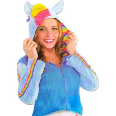 Imagem de My Little Pony Rainbow Dash Hoodie - "MLP" Zip-Up Jacket with Ears & Mane | Halloween Dress-Up Pretend Play | Child's Medium 8-10