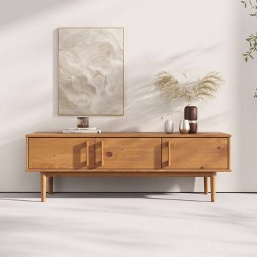 Imagem de Rack Para Sala 145cm TV 55 Estreito Madeira Freijó TECCA