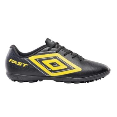 Imagem de Chuteira de Society Infantil Umbro Fast II Jr Original, Preto, Amarelo