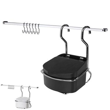 Imagem de Kit Cozinha Barra 45cm De Parede Cromada Com 6 Ganchos + Saleiro 500g - Future