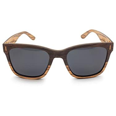Imagem de Aluna – Óculos de sol de madeira exótica para mulheres e homens, óculos de sol de madeira com lentes polarizadas HD, Madeira de carvalho preto e madeira de zebra II, One Size Fits Most