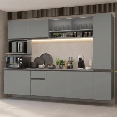Imagem de Armário de Cozinha Completa 280 cm Suspensa Cinza Nice Madesa 04, Cinz