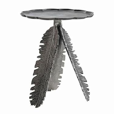 Imagem de Mesa de chá exclusiva de alumínio feita à mão, mesa de centro com detalhes em forma de folha, mesa de cabeceira para família, sala de jantar ou sala de estar, acabamento artesanal, moderna, em forma