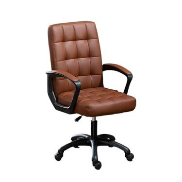 Imagem de ZzleoyuUUs-12 Cadeira de escritório giratória PU couro macio cadeira de mesa com assento acolchoado e apoios de braço, altura ajustável no meio das costas, cadeira de escritório acolchoada para