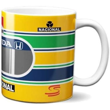 Imagem de Caneca Porcelana Piloto Capacete Senna 325ml Fórmula 1 F1 Corrida Presente Criativo
