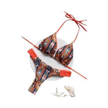 Imagem de Biquíni Feminino Halter Mini Tanga Corte Alto Maiô De Duas Peças Routo