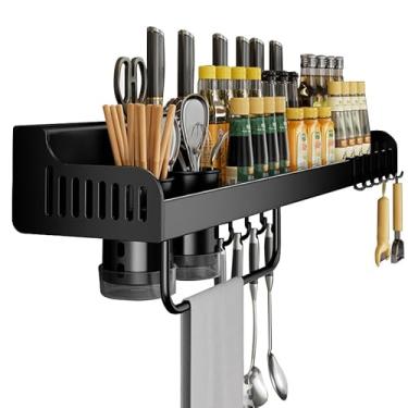 Imagem de Prateleira Organizadora Cozinha Porta Tempero Condimentos Suporte Para Armazenamento De Facas Multiuso Alumínio Suporta Temperos, Facas, Colheres, Talheres e Utensílios 60CM