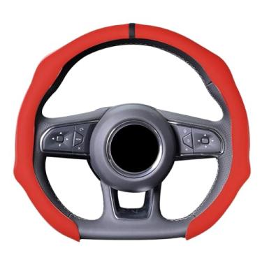 Imagem de ontto Capas de volante de couro com marcador central, capa antiderrapante para volante, manga fresca no verão, quente no inverno, protetor de luva de volante para proprietários de carros, homens e