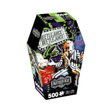 Imagem de AQUARIUS Caixa De Quebra-Cabeça Beetlejuice Com 500 Peças (Quebra-Cabeça Peças) - Antirreflexo, Encaixe Preciso, Produtos E Itens Colecionáveis Oficialmente Licenciados, 14 X 19 Pol.