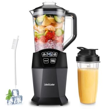 Imagem de Liebe&Lecker Liquidificador de smoothie com 1200 W de pico de watts, potente tecnologia inteligente de frutas congeladas misturadas para vitaminas, sem BPA, copo para viagem de 800 ml e pote de 1,5 l