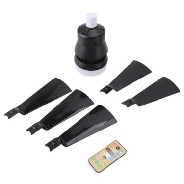 Imagem de Ventiladores de teto para parafuso luz com ventiladores de teto reduzível remoto com luzes de temperatura de cor ajustável Velocidade do ventilador para garagem Cozinha de quarto (Preto)