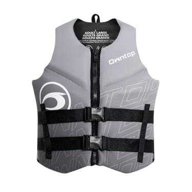Imagem de Owntop Colete de natação para esportes aquáticos para adultos, boias de neoprene para natação, passeios de barco, caiaque, pesca | Jaqueta de flutuabilidade dobrável com zíper ajustável com fivela