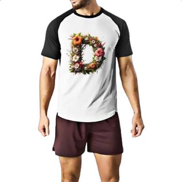 Imagem de Camiseta Raglan Alfabeto Floral Letra D - Alearts, P
