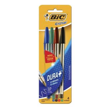 Imagem de Kit caneta Bic Cristal 1.0mm com 4 unidades, 1 azul, 1 preta, 1 verde 