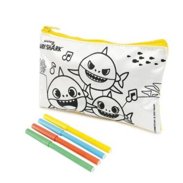 Imagem de Estojo escolar Baby Shark Mini Bolsa para Colorir - Cromus