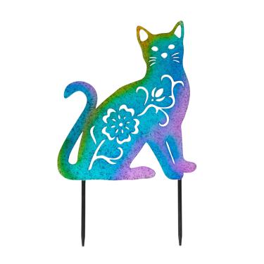 Imagem de Forever Love Silhouette Estaca de jardim durável para animais de estimação Memorial Yard decoração externa para plantadores de gramado passarelas (gato aquarela, tamanho único)