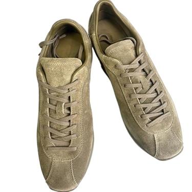 Imagem de Archicolor Tênis masculino minimalista britânico de couro bovino feito à mão para viagens de negócios confortável sapatos casuais masculinos, Cinza, 42