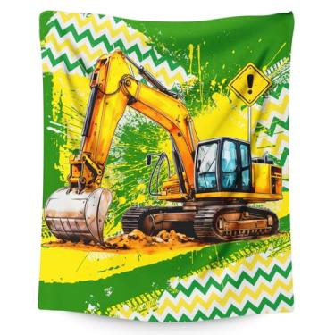 Imagem de Cobertor para meninos, cobertor de escavadeira, presente para crianças, meninos de 4 a 6 anos, 101,6 x 127 cm, linda estrutura de flanela, cobertores, presente para filhos, carros, amantes, sofá, cama