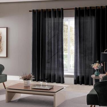 Imagem de Cortina Para Sala Quarto Roma 300X220 Admirare Cor Preta