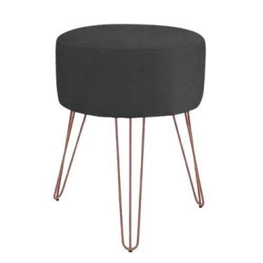 Imagem de Puff Suede Preto Pés Aramados Rosê Gold Para Recepção - Decore.Com
