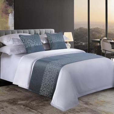 Imagem de Cama, corredor, cama, corredores, cachecóis, moderno, luxuoso, protetor de cama macio, solteiro, queen, pé, cama, cama, toalha para quarto, hotel, decoração de quarto de casamento, azul-cinza||50 x 50