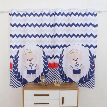 Imagem de Cortina Para Quarto De Bebê Menina Menino Infantil Light 2pç(Urso Rei Marinho)