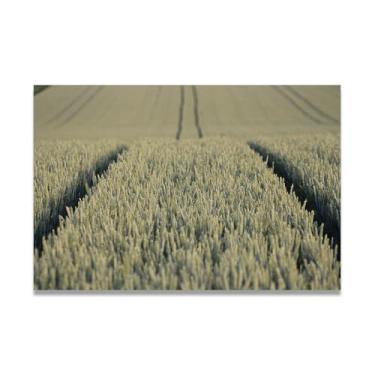 Imagem de Duas linhas divisórias, arte em tela de paisagem vibrante do vale do pôr do sol – Impressão de natureza fresca para sala de estar 80 x 120 cm sem moldura