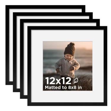 Imagem de Conjunto de 4 porta-retratos KINLINK Black 12x12 para 8x8 com tapete
