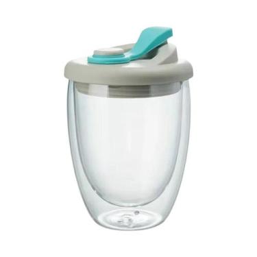 Imagem de Copo De Água De Vidro Com Dupla Parede Portátil Com Tampa À Prova De V