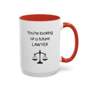 Imagem de Caneca Future Lawyer Accent – Presente para estudantes de direito, pré-direito ou aspirantes a advogados - Ideia de presente de aniversário e Natal (vermelho, 425 g)