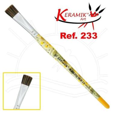 Imagem de Pincel Keramik Estampado Amarelo 233s - Chato, No 10