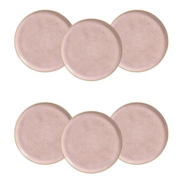 Imagem de Conjunto de Pratos Rasos Porto Brasil Bio Litchi Rosa Claro 27,5cm – 6 Peças