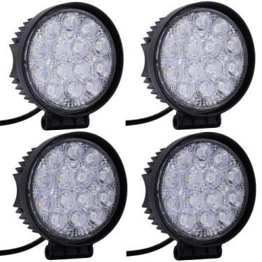 Imagem de Kit 4 Faróis de Milha Auxiliar Redondo 16 LEDs Universal 6000K Branco 