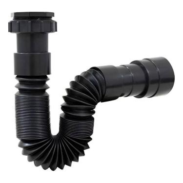 Imagem de 2X Sifão Flexível Para Pia De Cozinha Banheiro Pvc Preto Pad