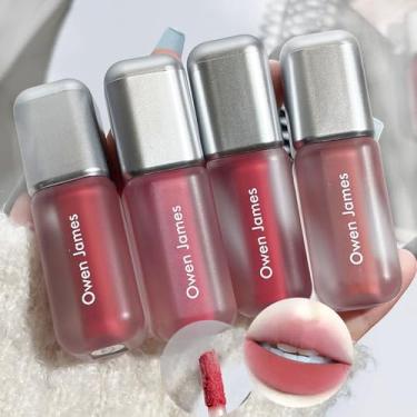 Imagem de Dulele Conjunto de batom líquido de veludo fosco que não desbota com 4 peças, à prova d'água, copo antiaderente de longa duração, brilho labial, maquiagem para meninas e mulheres