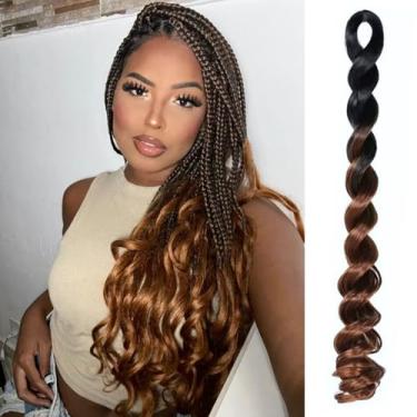 Imagem de Cachos franceses ondulados soltos tranças de crochê 100 g 61 cm 1 pacote de cabelo trançado encaracolado pré esticado cabelo trançado saltitante - extensões de cabelo sintético ondulado solto para