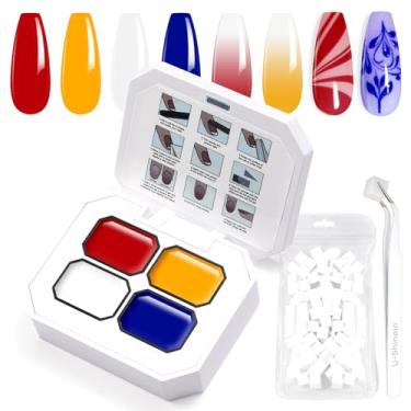 Imagem de U-Shinein Gel de pintura gradiente, 4 esmaltes de gel ombré, vermelho, azul, amarelo, branco, para unhas pigmentadas, manicure francesa, imersão UV, conjunto de cores primárias