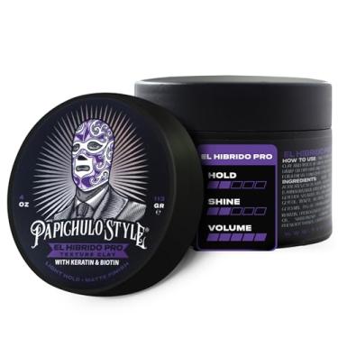 Imagem de Papichulo Style Pomada Deluxe "El Híbrido Pro" – Fixação leve, acabamento fosco, adiciona volume – Infundida com queratina e biotina – à base de água, sem flocos, fácil de lavar, sem parabenos – Feito