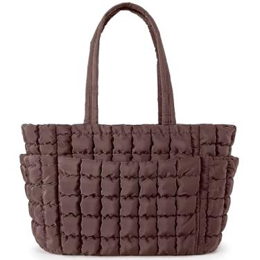 Imagem de Queenoris Bolsa feminina acolchoada macia, bolsa de ombro grande, leve, bolsa de ginástica para viagem, Jujuba vermelho