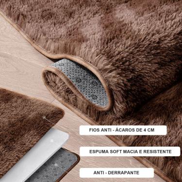 Imagem de Jogo Kit Tapete Cozinha Ant Derrapante 3 Uni Mesclado Marrom