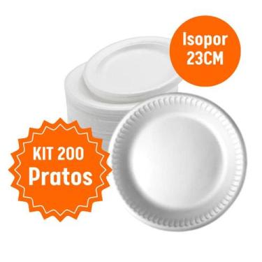 Imagem de Kit 200 unidades prato isopor refeição festa descartavel - Bom Apetite
