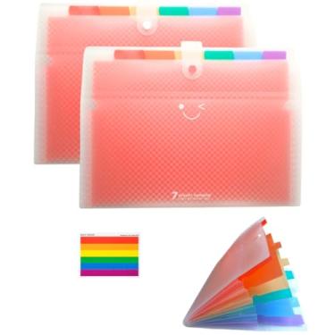 Imagem de Pasta Sanfonada A4 6 Divisórias Coloridas, Capa Texturizada, 2 Unidades, Capacidade 300 folhas – Pasta Organizadora de Documentos para Escola, Escritório e Casa