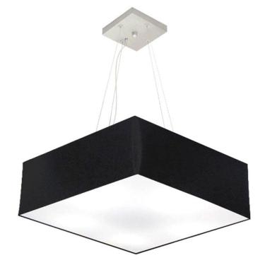 Imagem de Lustre Pendente Quadrado Vivare Md-4198 Cúpula Em Tecido 15/60x60cm - Bivolt Preto 127/220v