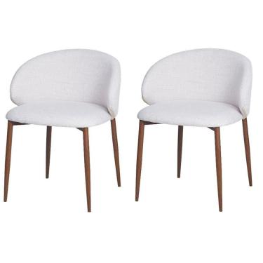 Imagem de Kit 2 Cadeiras Com Braço Firenze Fratini Revestida Tecido Nude Estrutura Em Aço Carbono Amadeirado